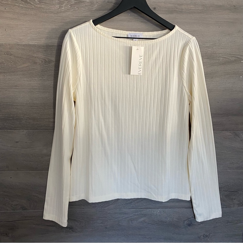 Evereve Rebecca Rib Boatneck Top NWT